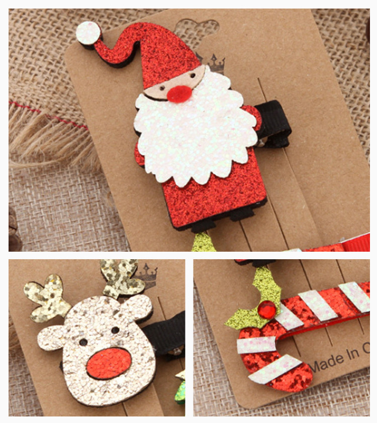 2pcs Christmas Hair Clips Accessories For Girls Kids Hairpin Set