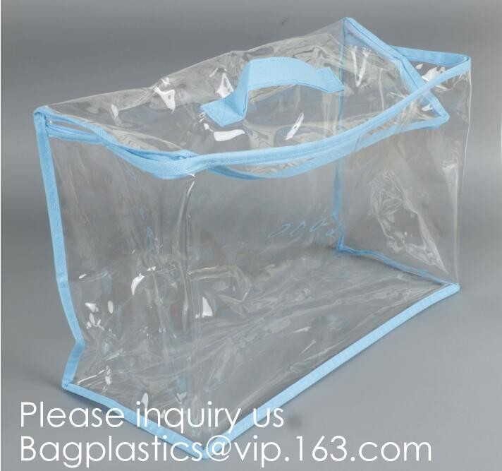 Crystal Clear Cosmetic Bag TSA Air Travel Toiletry Bag Set with Zipper Vinyl PVC Make-up Pouch Handle Straps for Women M