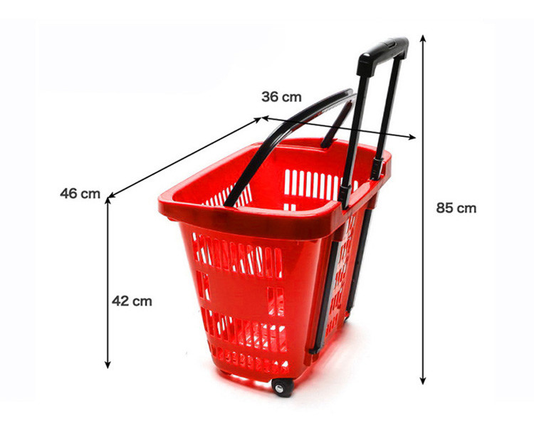 34L Customized Foldable Plastic Trolley Basket With Handle For Shopping