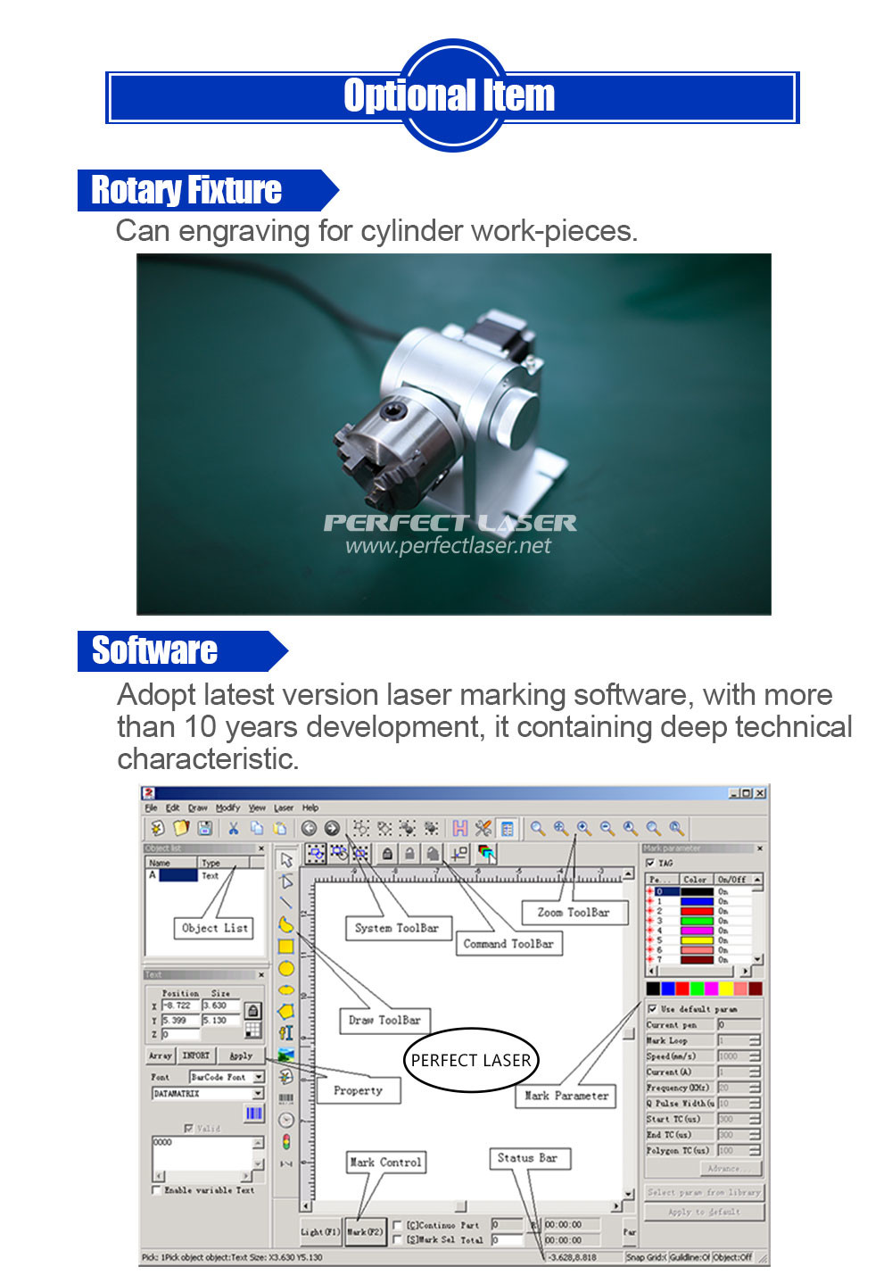 20W 30W 50W Color Laser Marking Machine For Metal