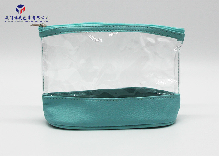 Bath Set Leather Cosmetic Bag Super Clear PVC Body Top Zipper 19.5X6.5X12.5cm