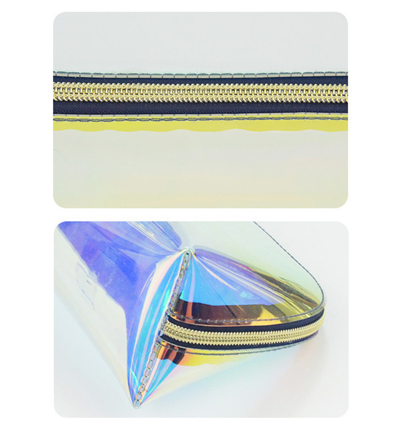 Eco Friendly Transparent Travel Holographic TPU Cosmetic Bag With Zipper