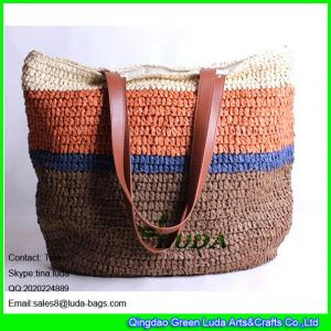 China LUDA large striped bright color weave paper straw women beach bags on sale