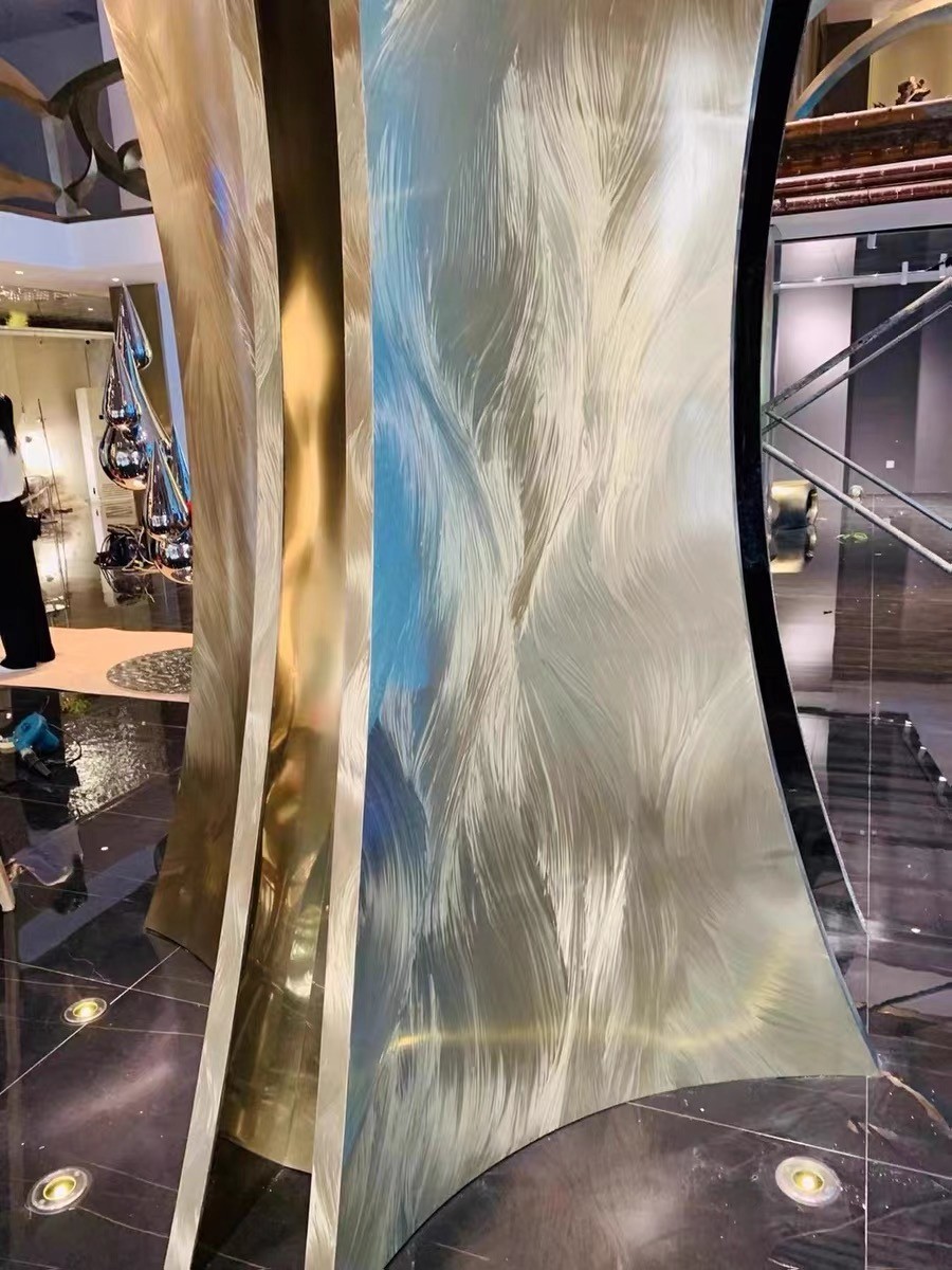 Grade 201 304 8K Mirror Finish Polish Stainless Steel Pattern with lines wavy pattern for decoration and design building