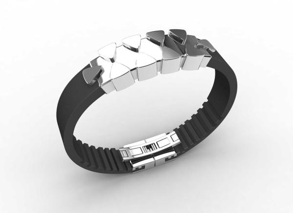 Top Quality Europe Fashion Stainless Steel Genuine Leather Silicone Bangle