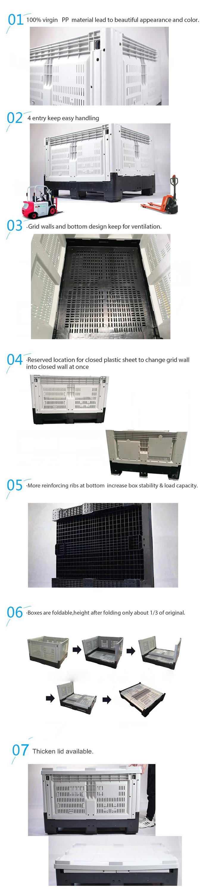 Folded plastic pallet box foldable pallet box storage containers