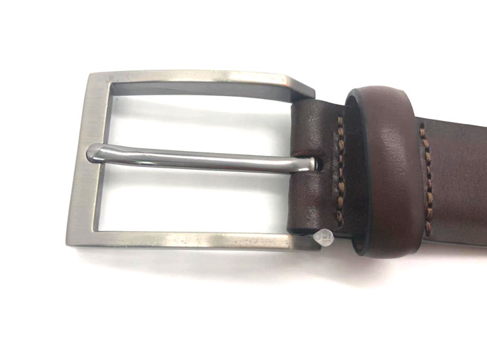 Handmade Genuine 100% Cow Leather Dress Belts For Men Brushed Gunmetal Metal Color