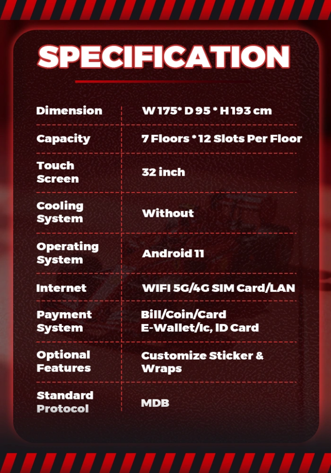 Fashion Toy Car Model Vending Machine with Transparent Cabinet and Costomized Stickers