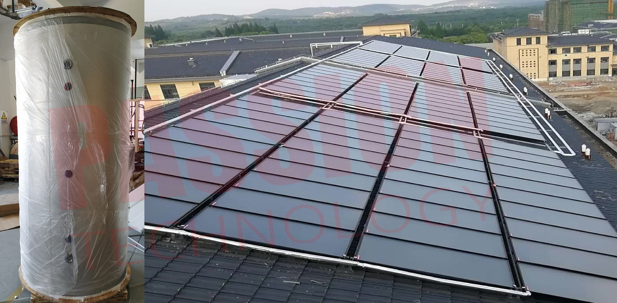2000L Flat Plate Pressurized Solar Water Heater Flat Panel Solar Heating Collector