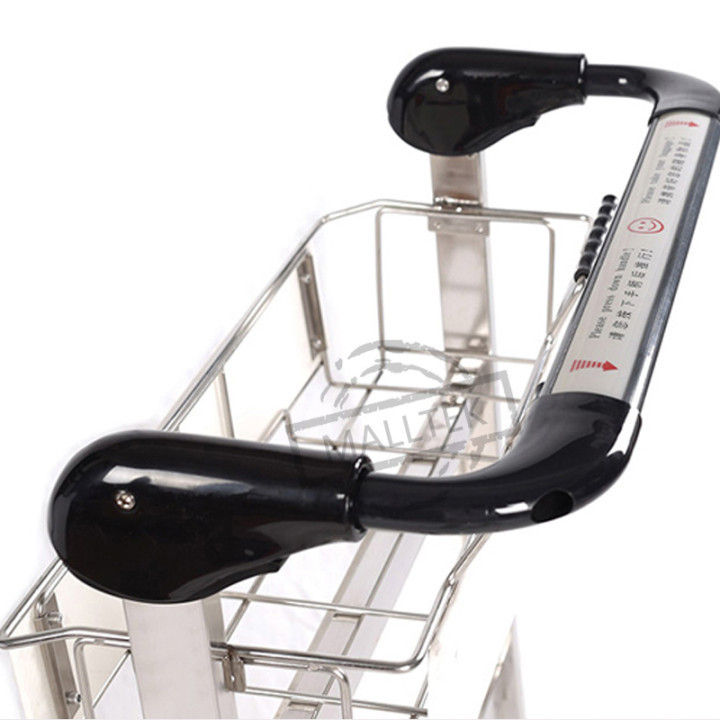 Load 250KG Stainless Steel Airport Trolley 2 Tier 4 Wheels With Brakes