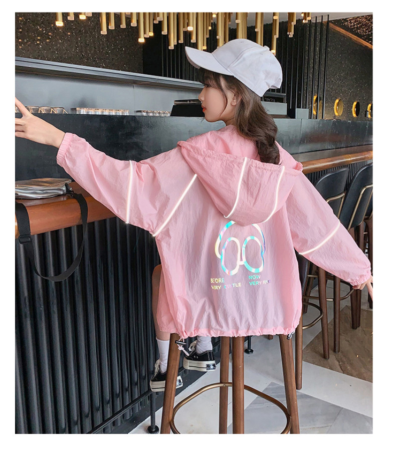 Summer sun-protective clothing for children, light, breathable and UV resistant, summer hooded skin clothing for girls