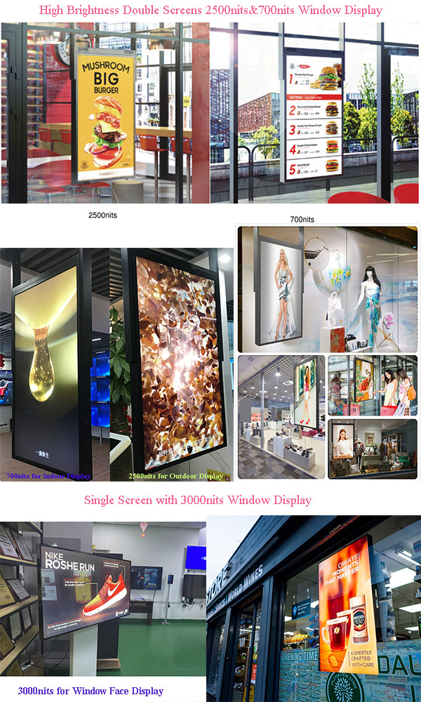 High Brightness Double Side 49inch LCD Window Display For Commercial