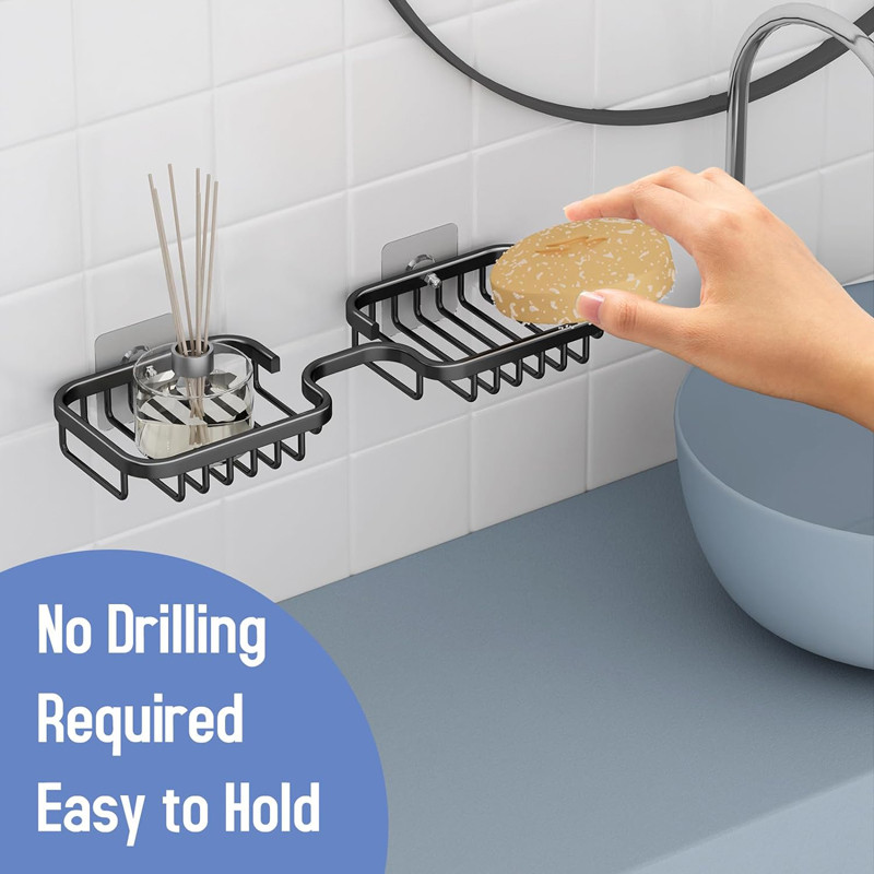 Wall Mounted Rust Proof Metal Self Draining Soap Tray Soap Dish for Shower