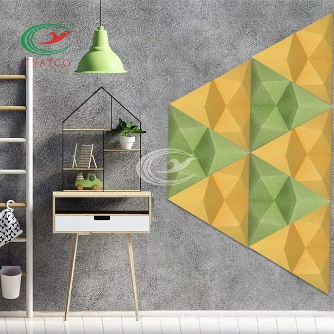 Triangular Decorative Polyester Fiber Acoustic Panel 3D Moistureproof