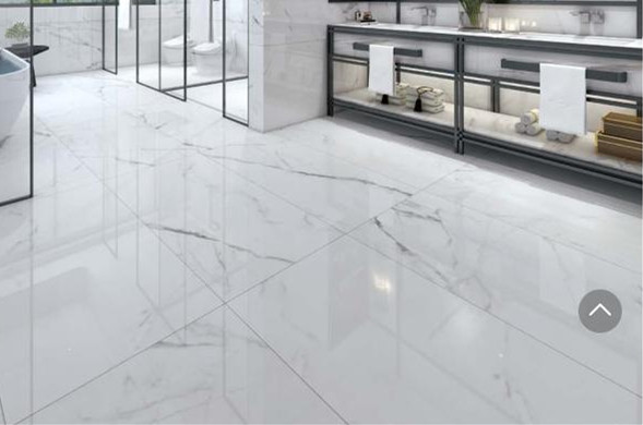 Carrara Super White Marble Porcelain Tile 12 Mm Thickness Acid Resistant