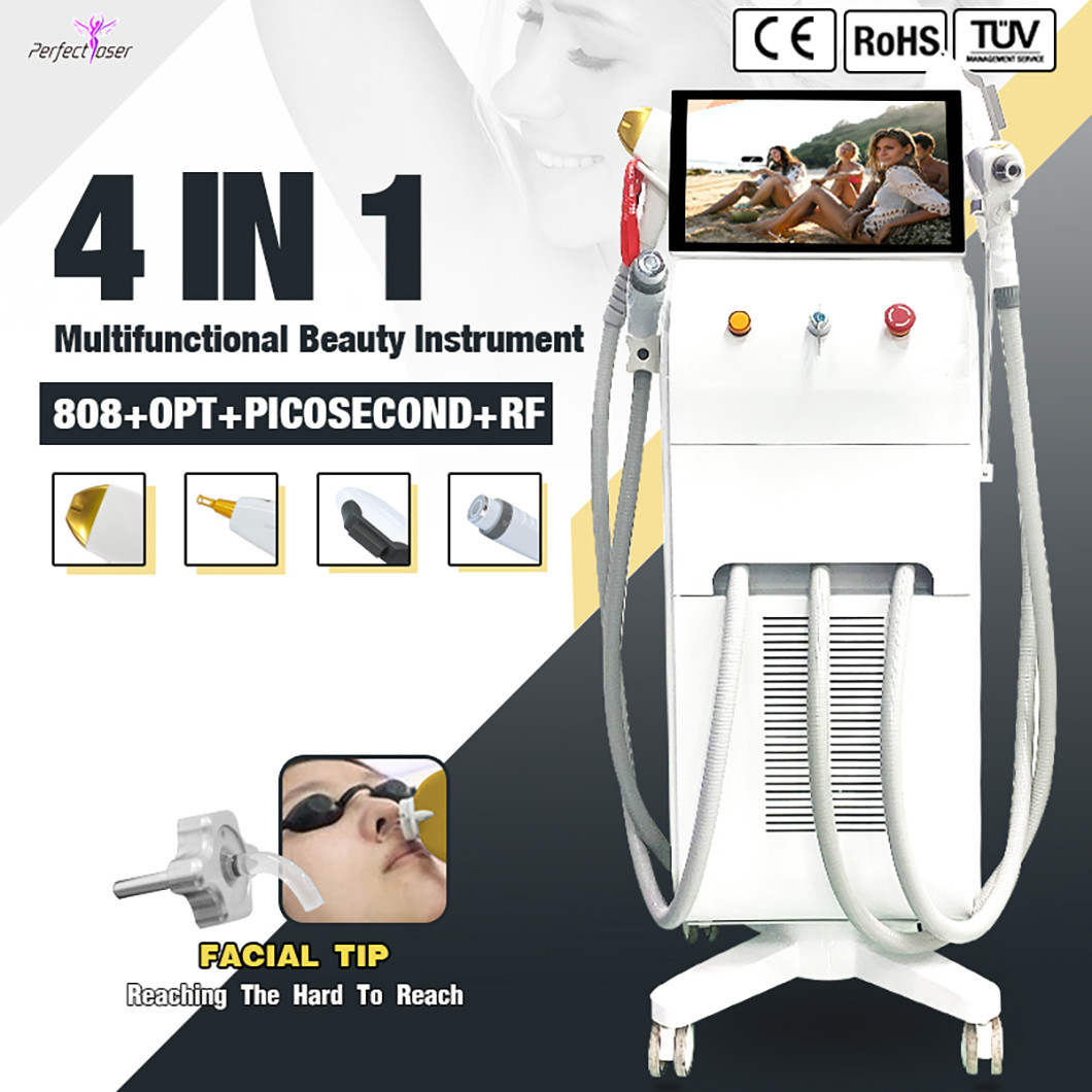 Vertical 808nm Diode Laser Hair Removal Machine 4 In 1