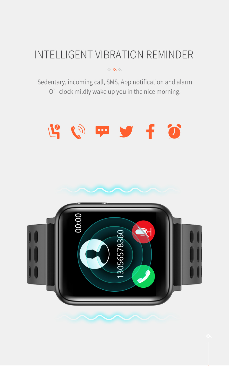 AI HRV ECG Smart Watch Fitness Tracker With Alarm Health
