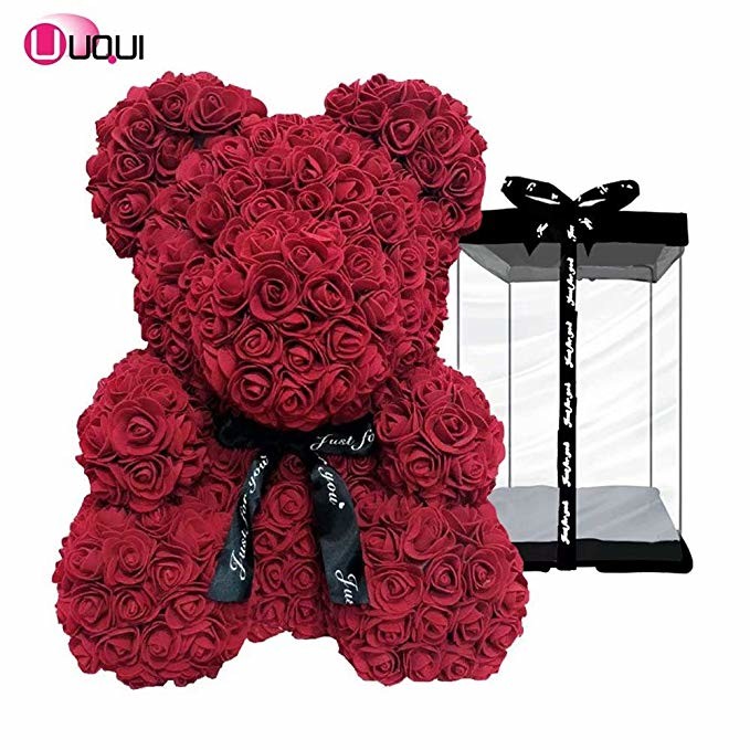 PE Roses Bear with More Colors Bear Roses for Christmas Gift Rose bear China factory Valantines day gift