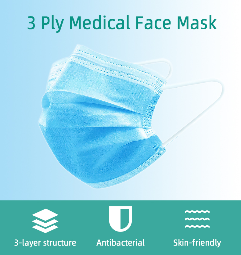 Health Care Disposable Surgical Face Mask , 3 Ply Non Woven Fabric Earloop Mask