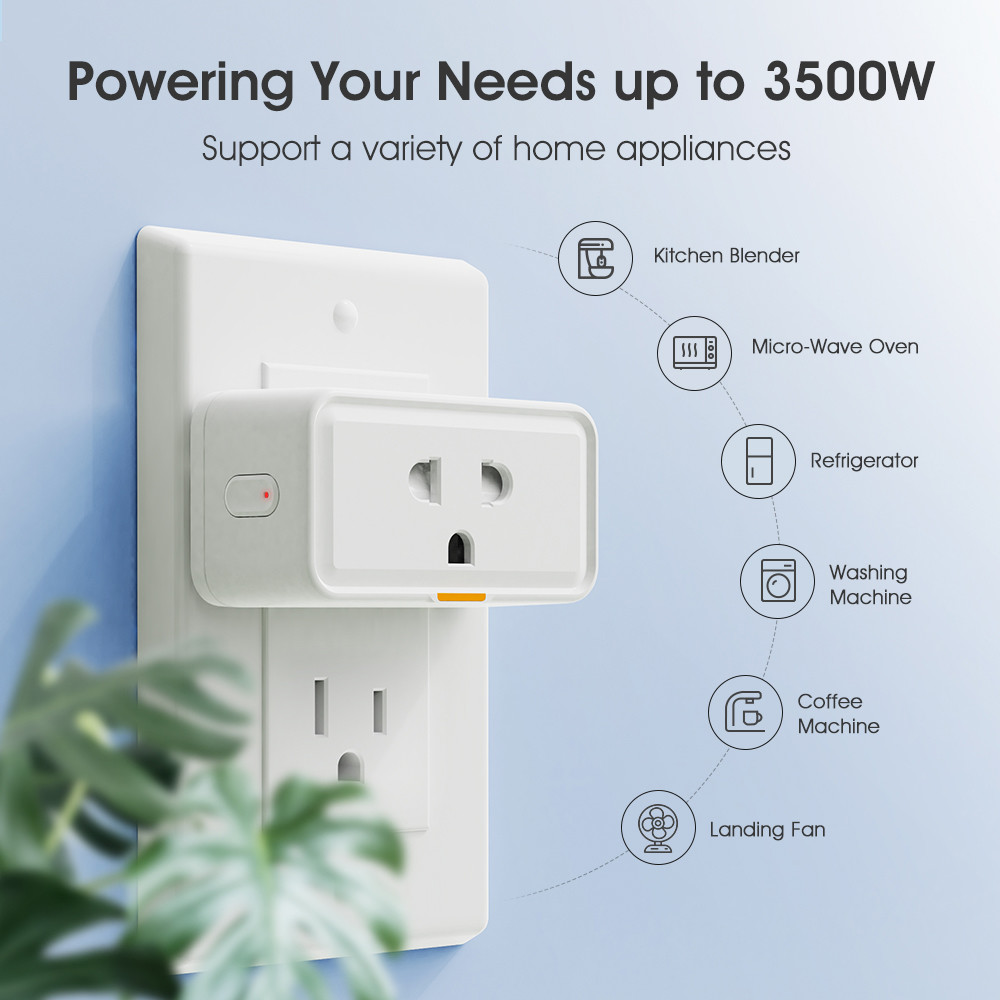 Tuya Smart Plug 16A WiFi Socket with Timing Power Monitor and Alexa Google Home Smart Life Integration for Smart Home Automation