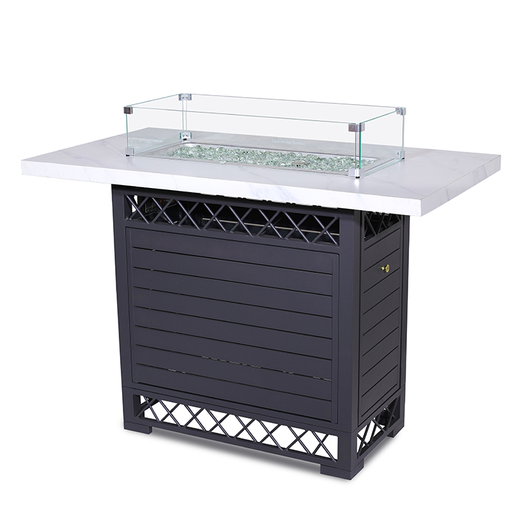 Rectangle Outdoor Propane Fire Pit Table 30 Inch 55000 BTU Square Rattan Gas Firepits
