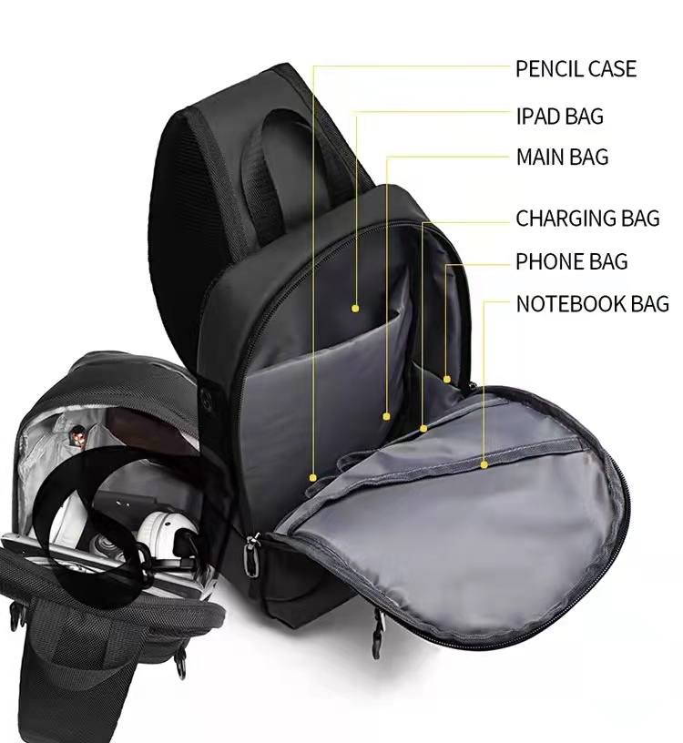 Fashion OEM Nylon Men Shoulder Chest Sling Bags 18*12*28cm