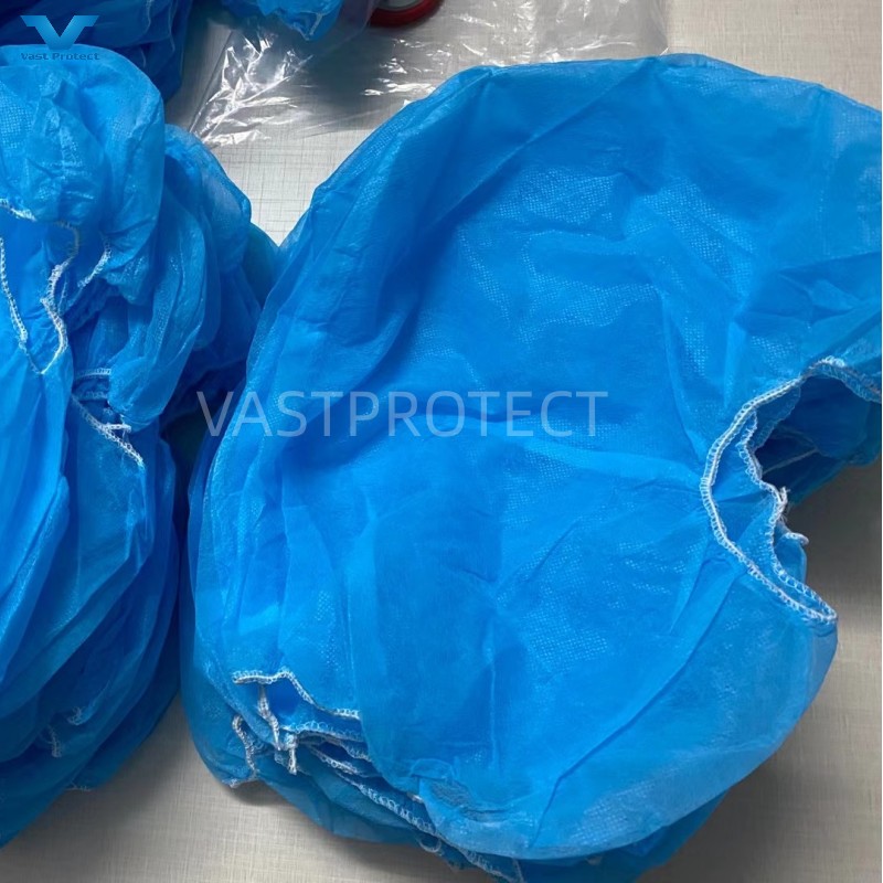 Class I Medical Disposable Nonwoven Hood For Protective Food Processing In White Blue