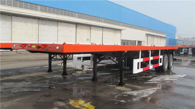 2 Axles / 3 Axles Flatbed Semi Trailer With Bulk Head / Front Wall Equipped