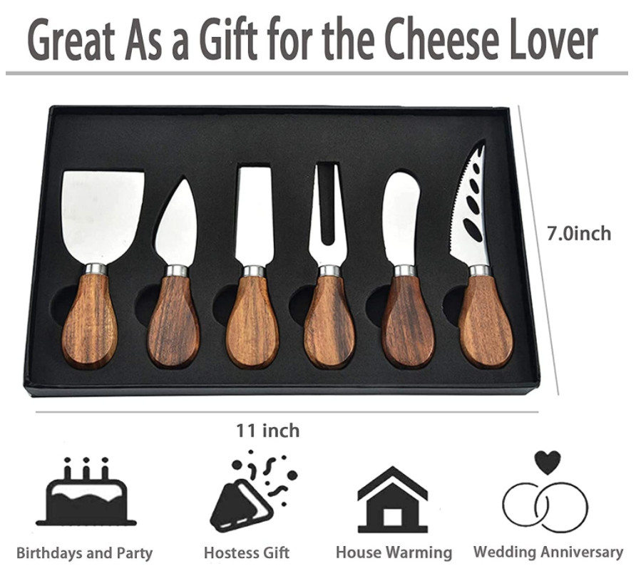Stainless Steel Wood Handle Cheese Knives 4 - 6 Pieces customized Logo