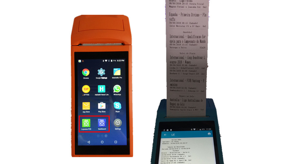Orange Appearance Handheld POS Terminal USB / Serial / Bluetooth Interface