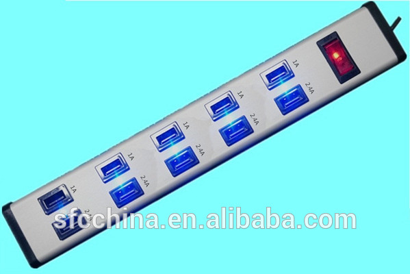 5V 2.4A and 1A USB 10-PORTS CHARGING STATION FOR iPad mobile MP3