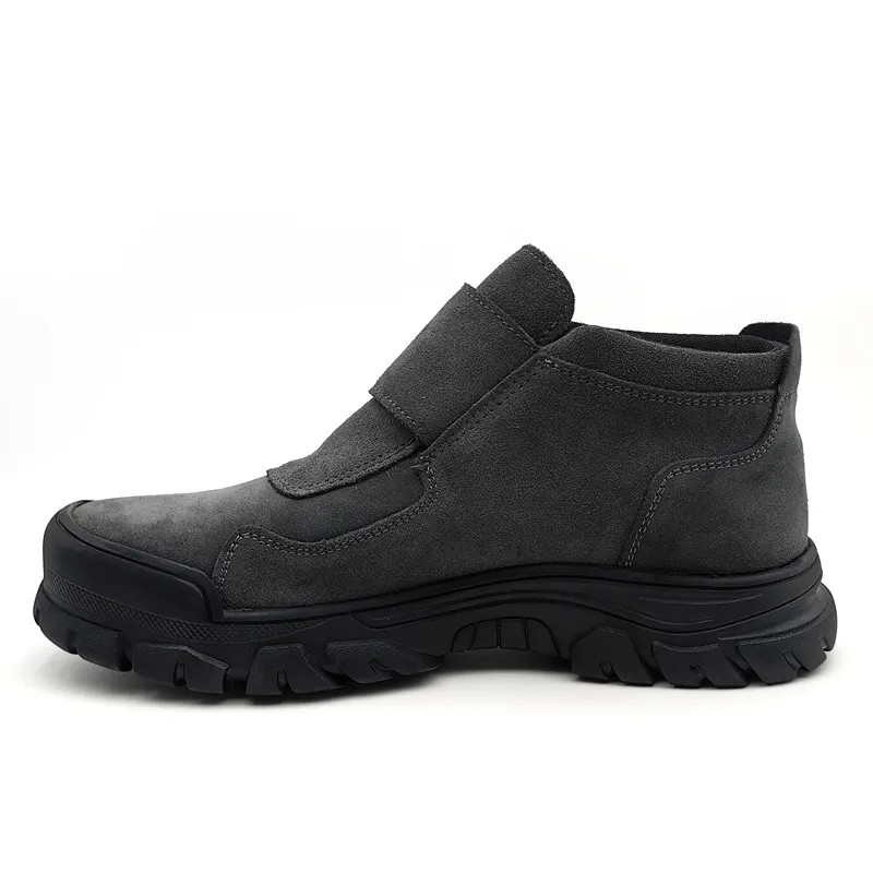Suede Leather Non Lace Up Shoes Industrial Steel Toe Welding Shoes Anti Impact