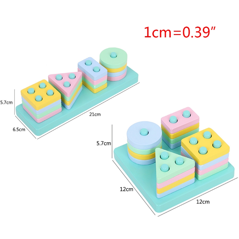Puzzle Wooden Stacking Blocks Baby Shape Sorting Developmental Tumble Tower