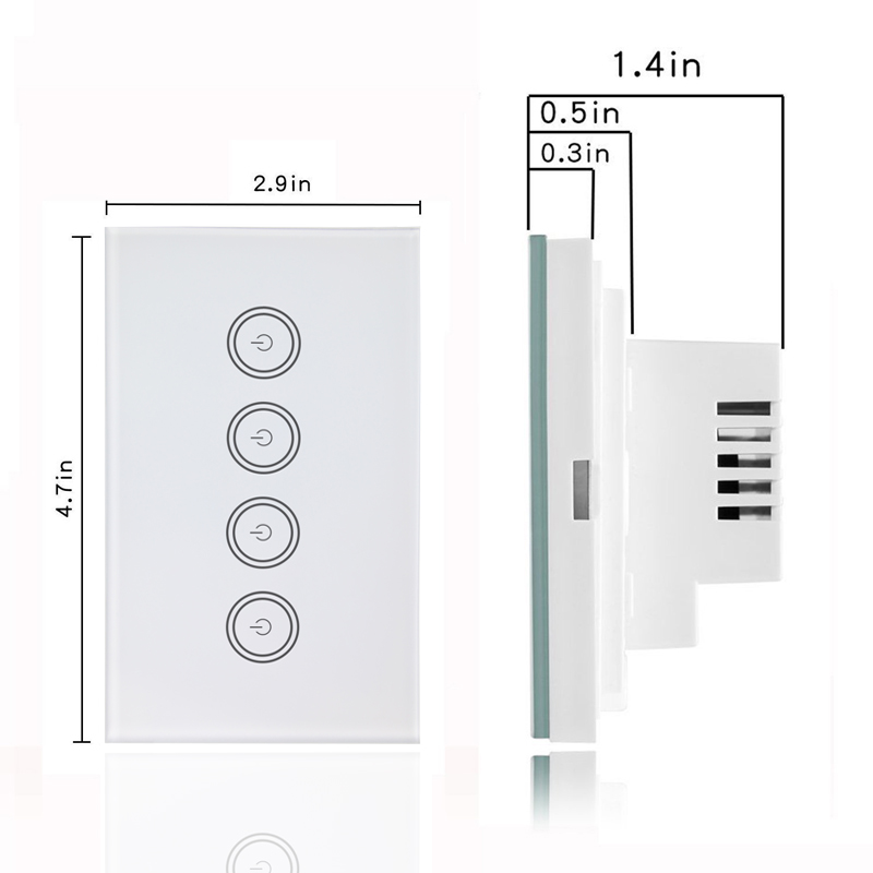 2 Gang US Touch Wifi Power Switch , Remote Control Switch 120 * 72 * 34mm