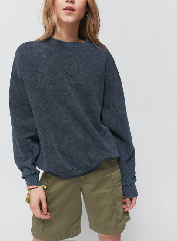 100% Cotton Plus Size Oversized Sweatshirt Women'S Crewneck Plain Wash