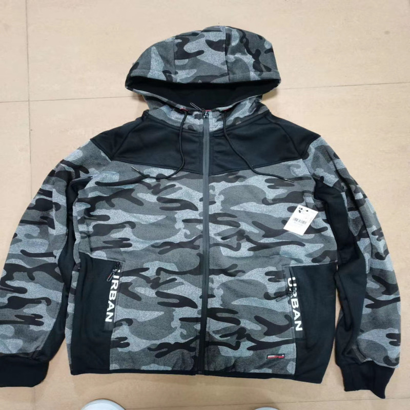 100% Polyester Camo Print Mens Softshell Jacket With Hood In Stock
