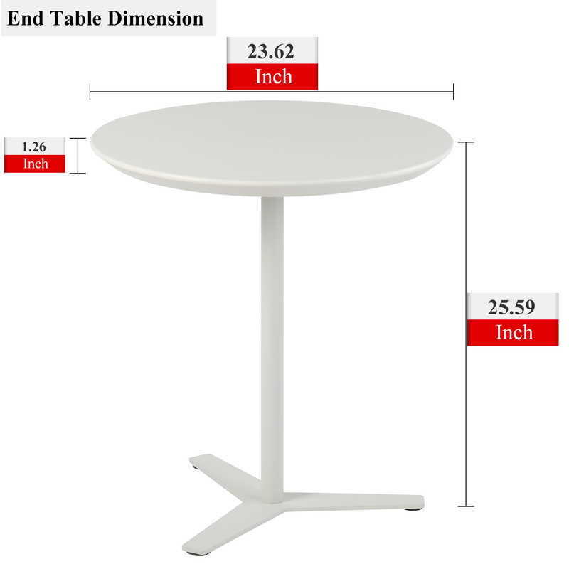 Metal Leg White ABS Top Side Livingroom End Table H26.59 Inch