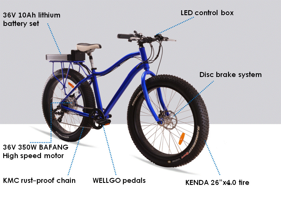 Aluminum 26 Inch Mountain Beach Electric Bicycle Ebike Fat Tire For Adults