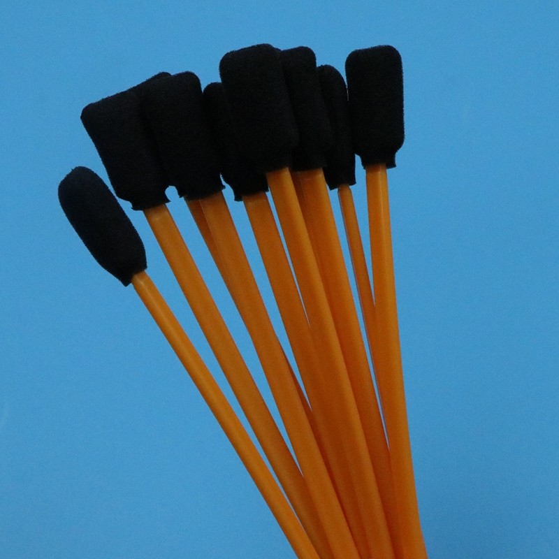5" Lint Free Black Sponge Swab Orange Stick Rectangular Cleanroom Foam Swab for Printer Cleaning