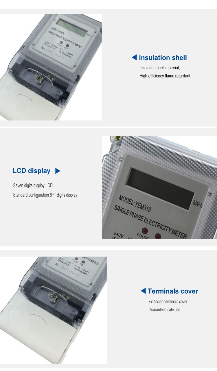 YEM313DS Factory Single Phase Digital Electronic Watt Hour Energy Meter