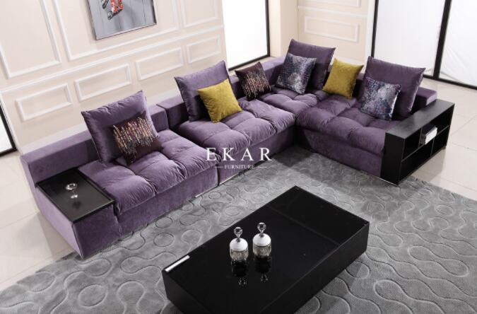 European Modern Elegant Extra Large Velvet Black Sectional Sofa Furniture
