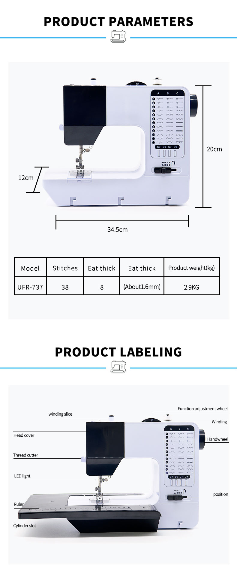 2023 Mini Sewing Machine UFR-737 Straight Curve Sewing with Video Technical Support