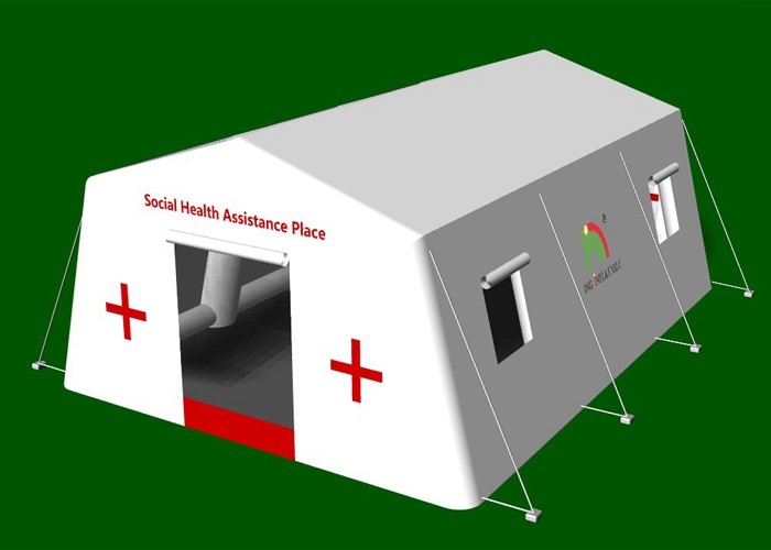 White 7.55X5.6m Custom Portable Inflatable Medical Event Tent For Emergency Shelter