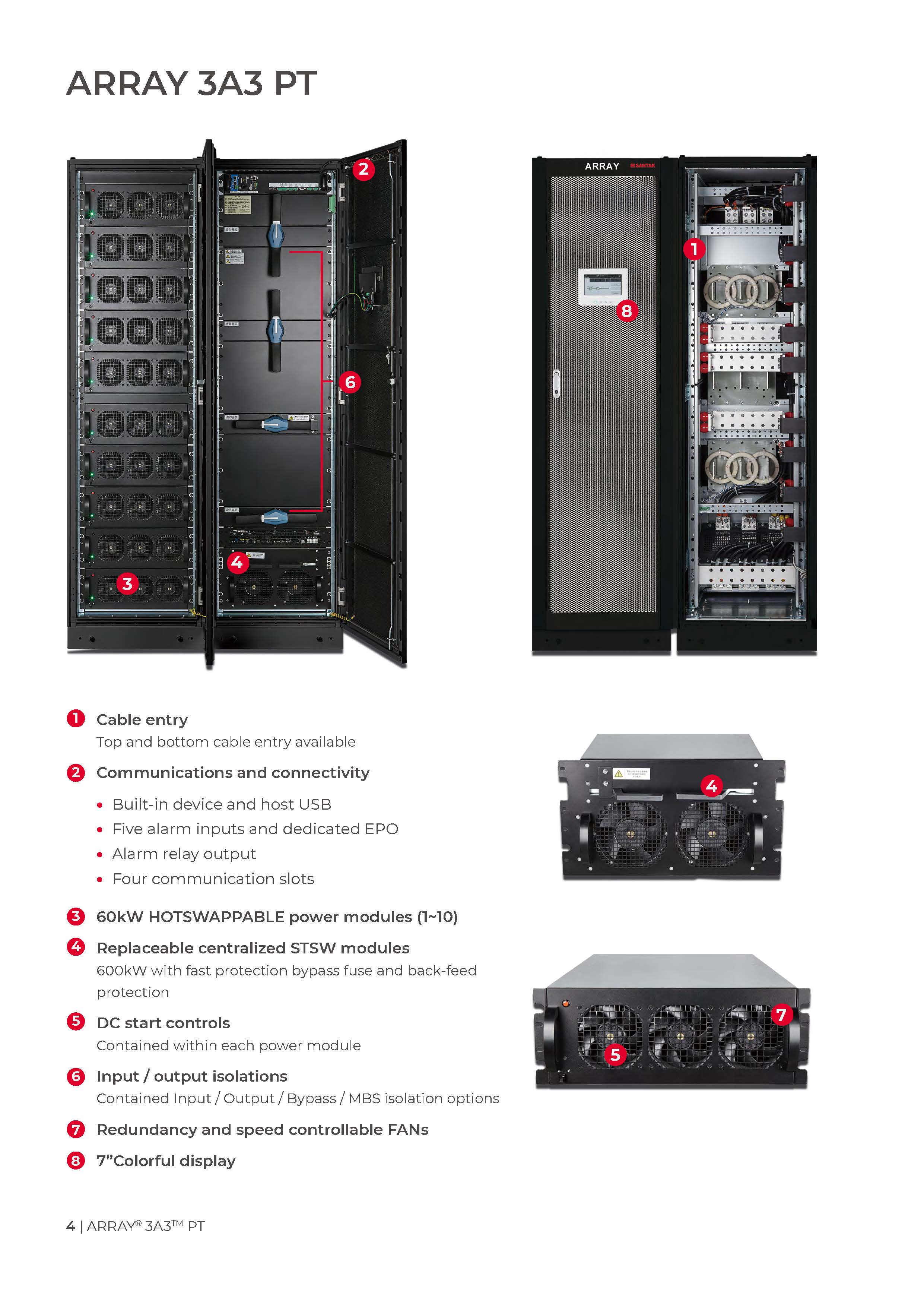 Santak ARRAY 3A3 PT 60KVA 300KVA 600KVA 400V On-line Industrial Modular Backup Power UPS