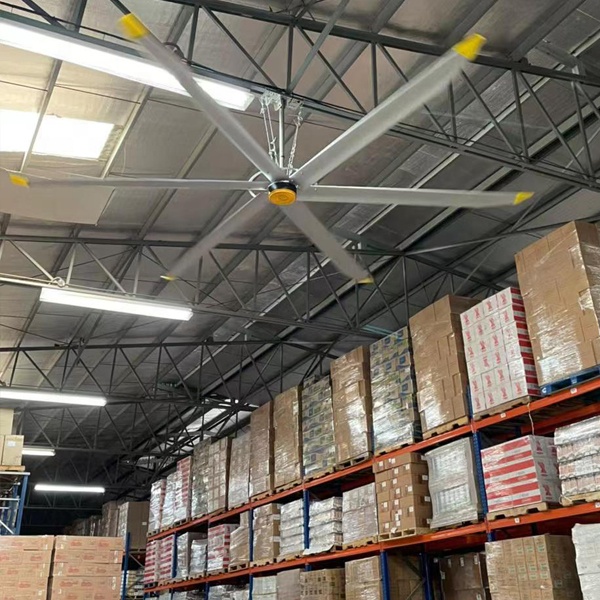 5.0m 16FT Permanent Magnet Synchronous Motor Giant Warehouse Ceiling Fan Sliver Grey ODM Customized Support
