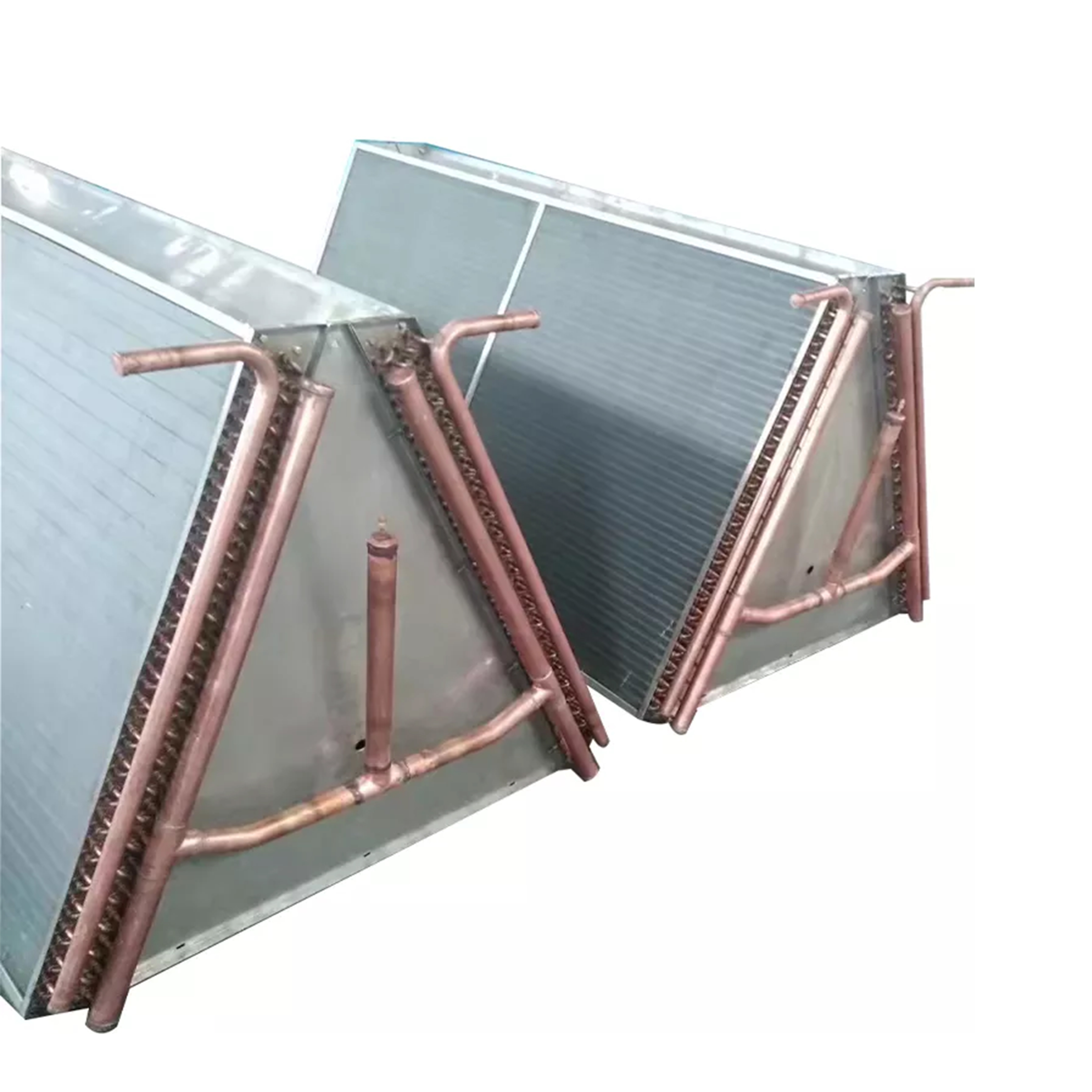 V Type Copper Fin Tube Radiator / Heat Exchanger Evaporator 200mm