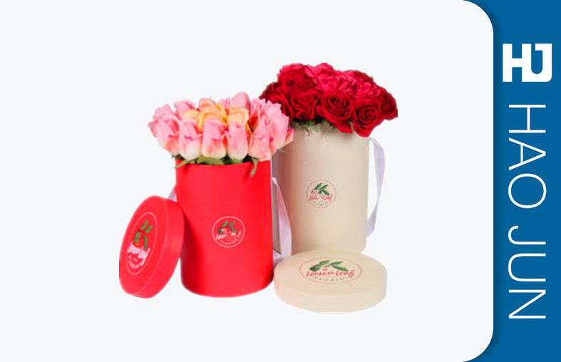 Custom Cardboard Flower Box Round Tube Flower Gift Flower Box With Handle