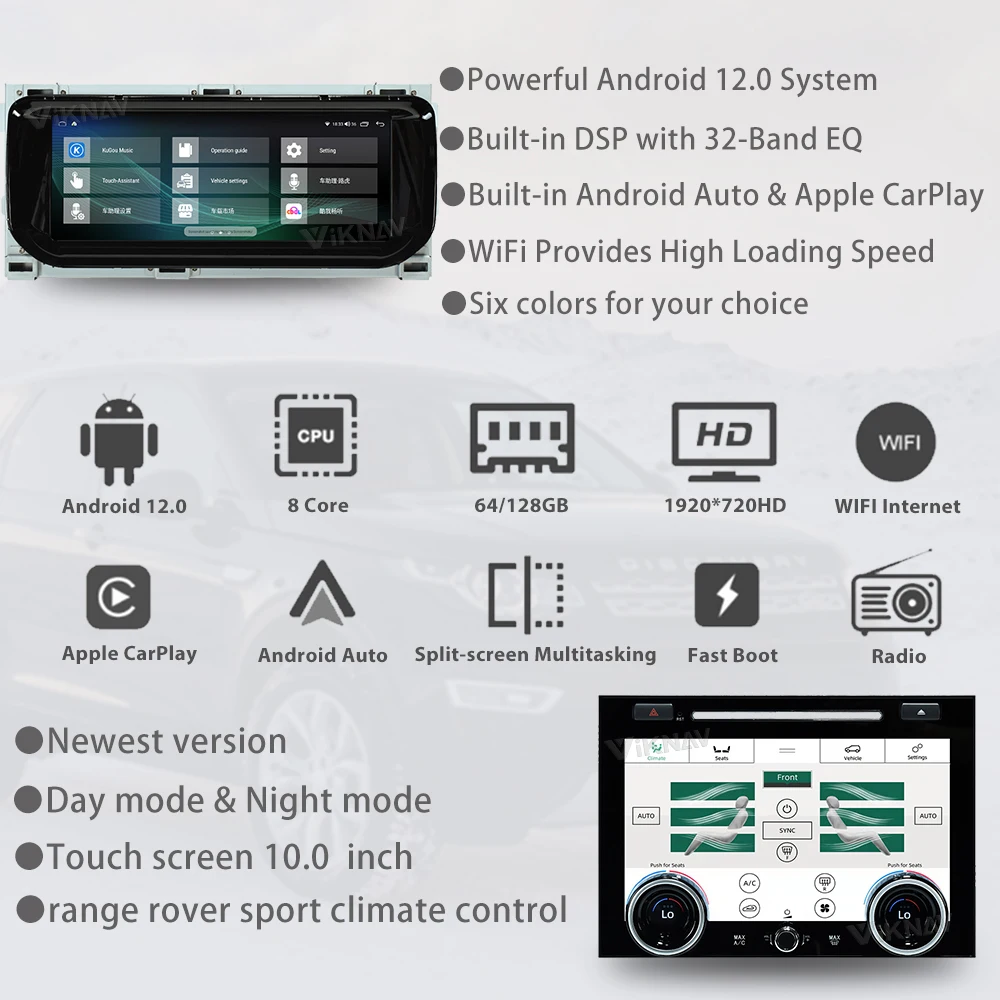 Android Auto Car Radio For Range Rover sport L494 2013-2017 Touch Screen Multimedia Player GPS Navigation Head Unit