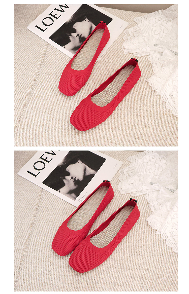 Knitted Round Head Flat Bottomed Daily All Match Women'S Loafers Lady Flats Shoes