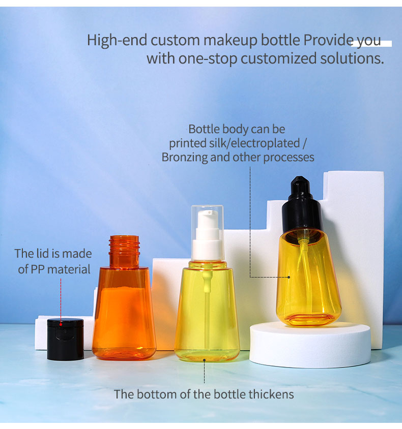 PET Clear Lotion Bottle Cosmetic Hair Oil Empty Bottle 70ml With Black Pump Head